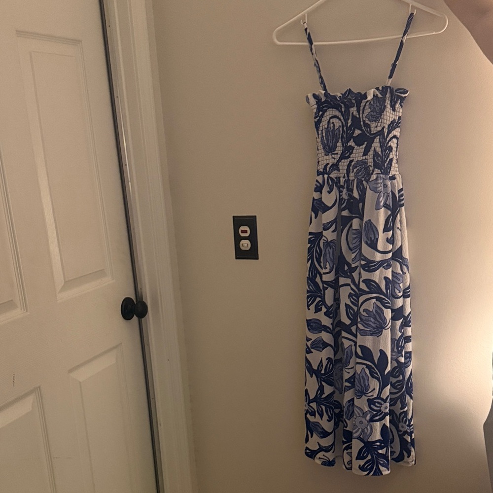 H&M Blue and White Floral Maxi Dress